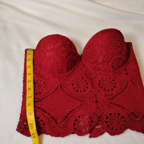 Windsor Burgundy Lace Bustier Top, L - Picture 5 of 6